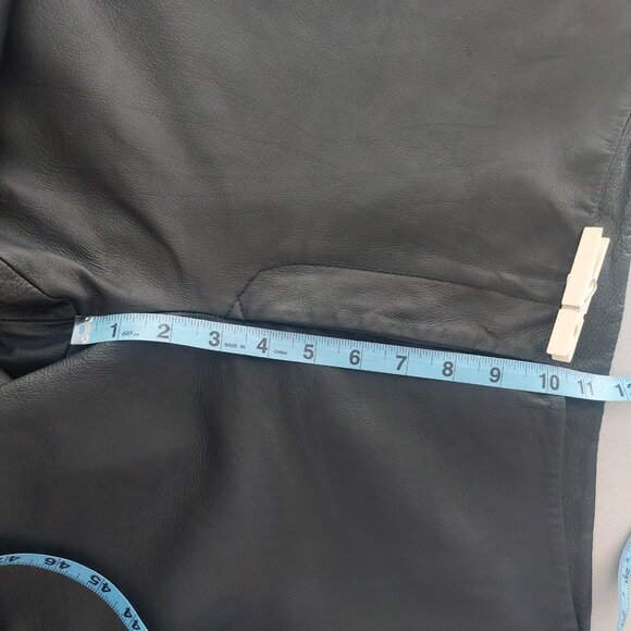 Tailored Black Leather Pants Women Size 10 Straight Leg Fully Lined Flat Front - Picture 9 of 12